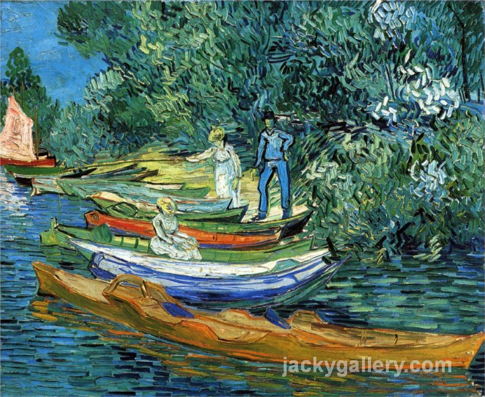 Rowing Boats on the Banks of the Oise, Van Gogh painting